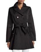 Cotton-blend Fit-and-flare Trench Coat, Black