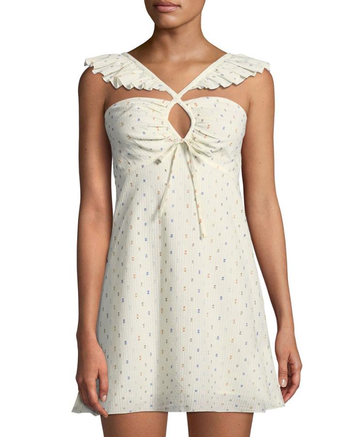 Ruffle-trimmed Striped Halter