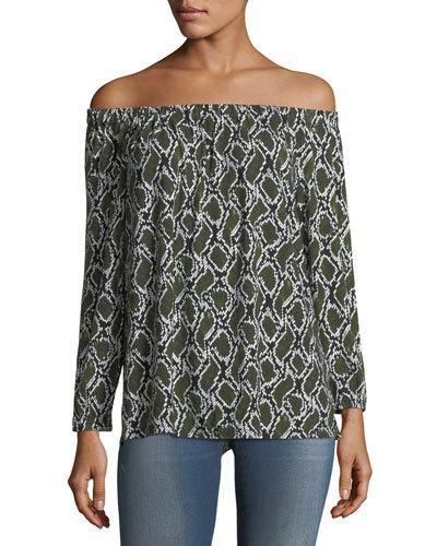 Off-the-shoulder Printed Tunic