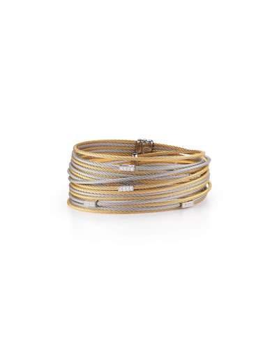 Classique Multi-row Micro-cable Bracelet W/ Diamonds,