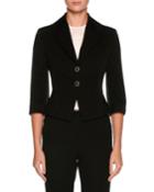 Two-button 3/4-sleeve Fitted Wool Jacket