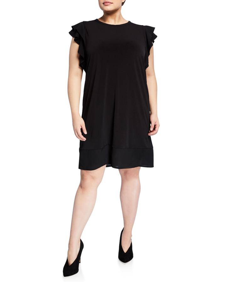 Plus Size Floral-print Dress W Cape