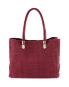 Benson Woven Leather Tote Bag, Cabernet