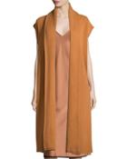 Long Cashmere Shawl-collar Vest, Copper