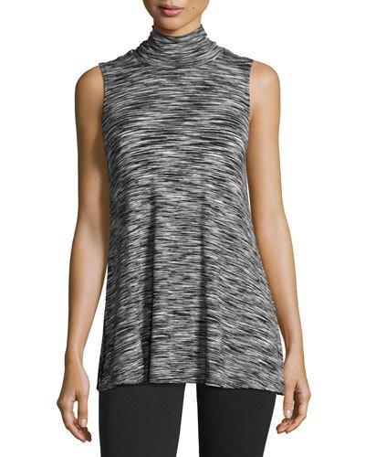 Turtleneck Printed Top, Black/white
