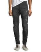 Men's Slim-fit Five-pocket Biker Knee-panels Distressed Jeans
