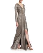 Embellished Foiled Jersey Gown