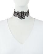 Jenna Embellished Lace Choker Necklace, Black