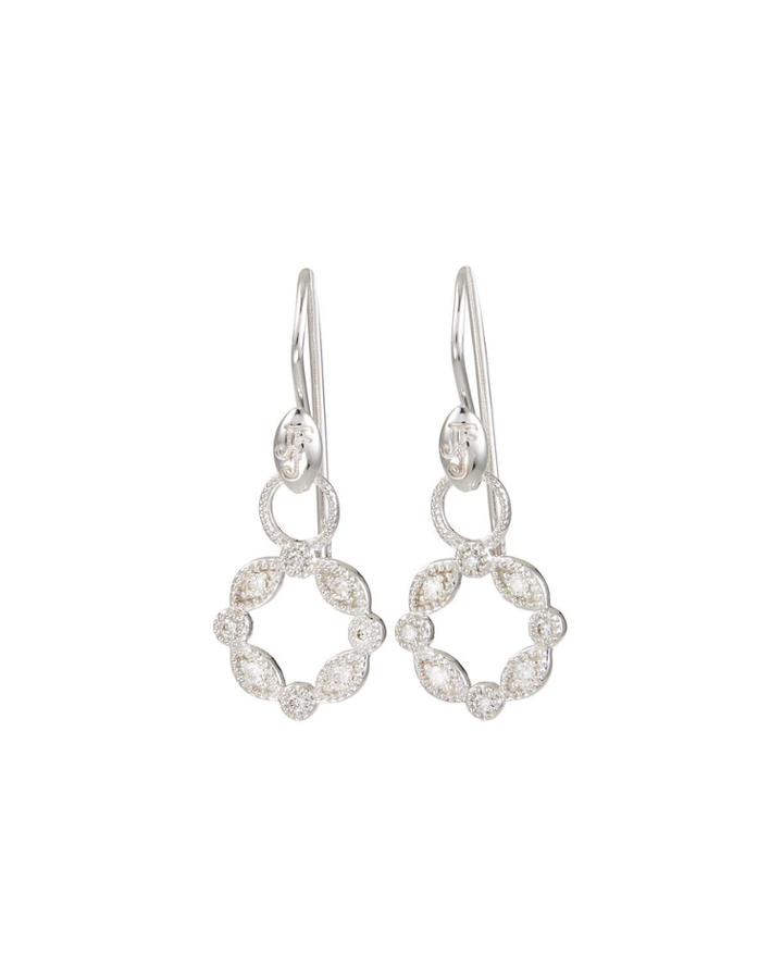 18k White Gold Diamond Open Circle Earrings