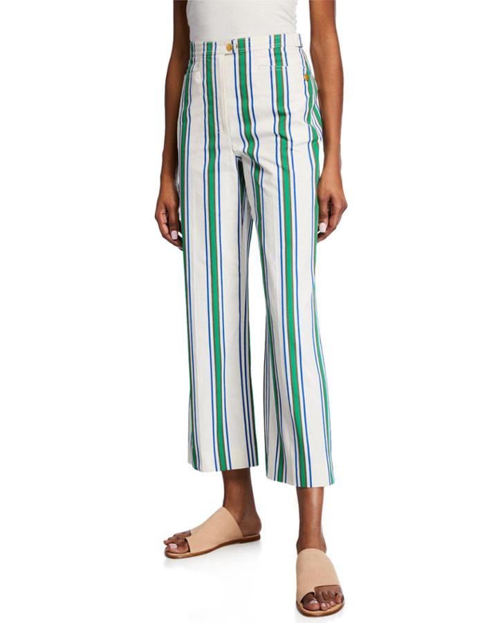 Striped Cotton Straight-leg Pants