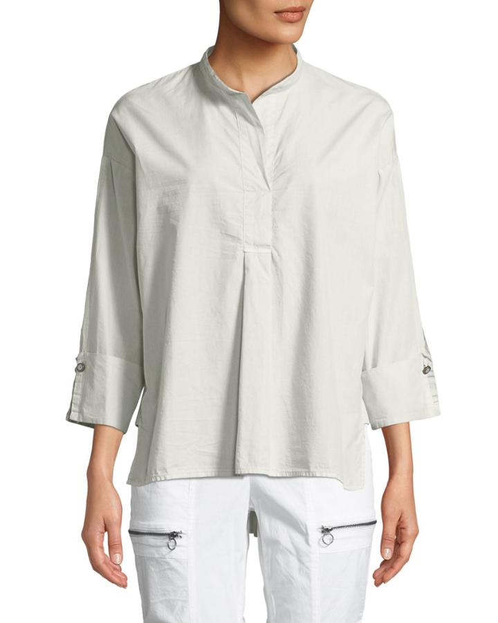 Moa High-low Cotton/silk Poplin Blouse