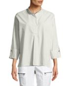 Moa High-low Cotton/silk Poplin Blouse