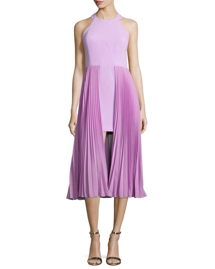 Sleeveless Round-neck Plisse Dress