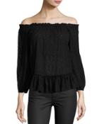 Off-the-shoulder Lace Top, Black