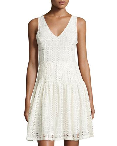 Pruitt Eyelet Fit-and-flare Dress, Porcelain