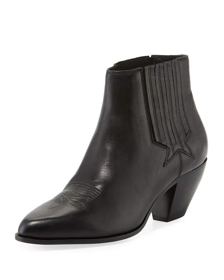 Sunset Star Leather Western Ankle Boot