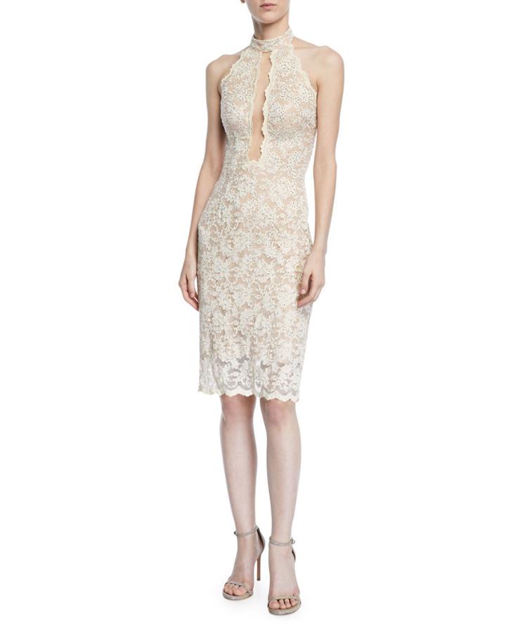 Sleeveless Lace Halter Dress