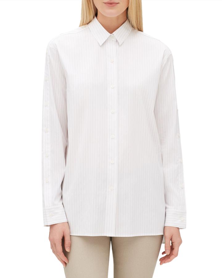 Trinity Stanford Stripe Blouse With Buttoned