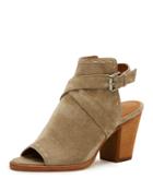 Dani Pickstitched Suede Slingback Bootie