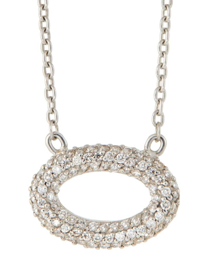 Small Galahad Diamond Oval Pendant Necklace