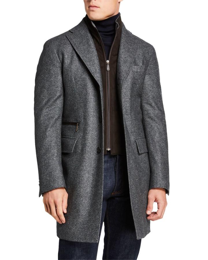 Men's Wool Twill Car Coat W/