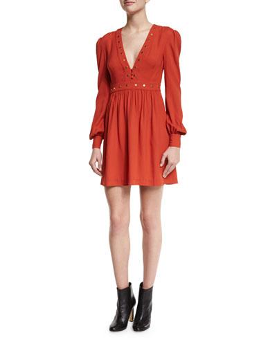 Neda Studded Long-sleeve Dress