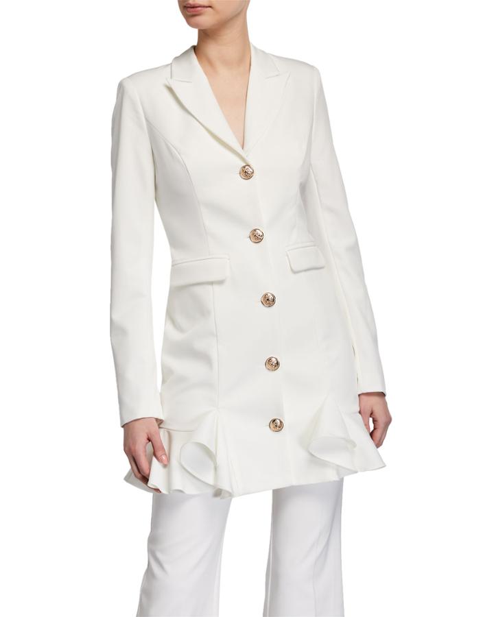 Ruffle Button-down Fitted Jacket