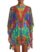 Button-keyhole Caftan Dress