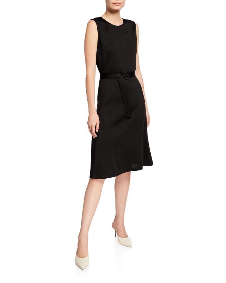 Tangier Jewel-neck Sleeveless Belted Dress