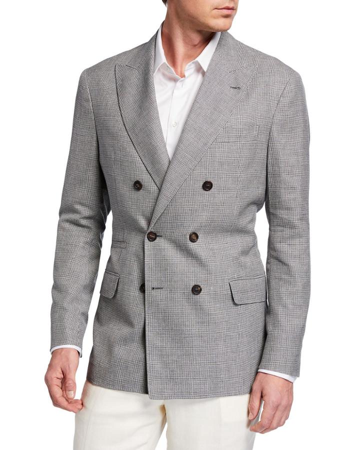 Men's Double-breasted Tri-blend Blazer