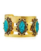Turquoise Bezel Hammered Cuff
