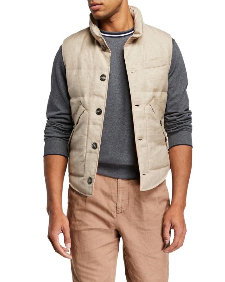 Men's Padded Wool/linen Vest