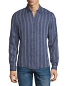 Leisure-fit Pinstriped Linen