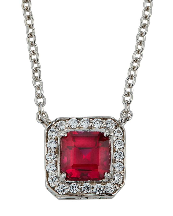 Synthetic Ruby Pendant Necklace