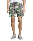 Floral-print Drawstring Shorts, Green/multi