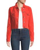 Liam Suede Button-front Cropped Jacket