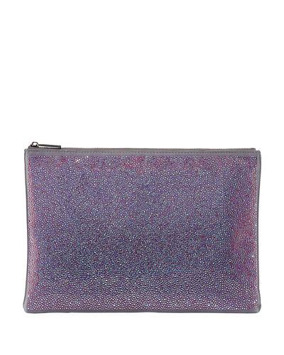 Rainbow Crystal Beaded Flat Pouch Bag