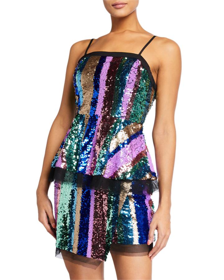 Sequin Peplum Cami Top