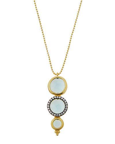 Two-tone Pave Aqua Crystal Pendant Necklace