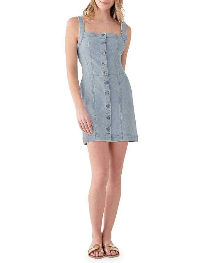 Rhea Button-front Sleeveless Mini Denim Dress