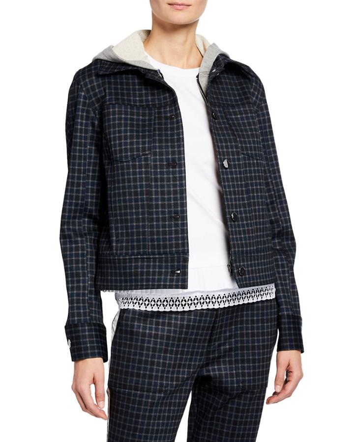 Long-sleeve Plaid Cropped Jacket