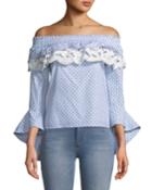 Off-the-shoulder Cascading Bell-sleeve Blouse