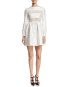 Long-sleeve Lace-striped Silk