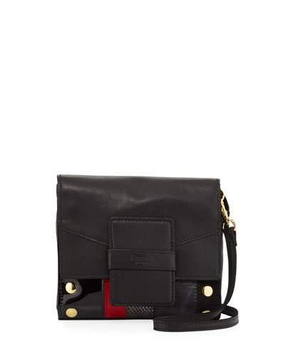 Colt Mixed Leather Crossbody Bag, Black
