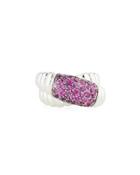 Bedeg Silver Lava Crossover Ring W/ Pink Sapphires,
