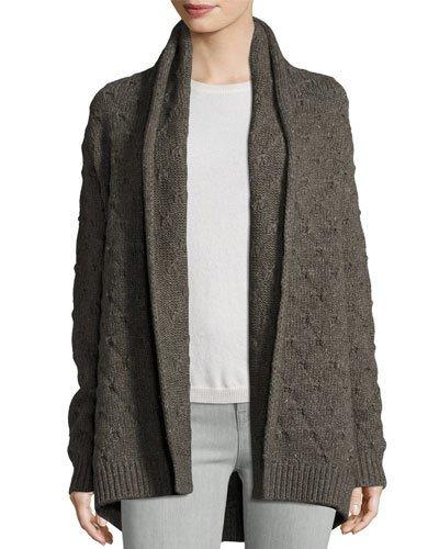 Tuck-stitch Knit Cardigan, Heather