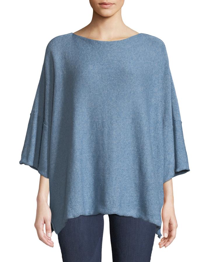 Reverse-knit Square Short-sleeve Linen-blend
