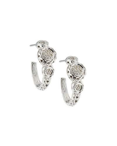 Sterling Silver & Diamond Pavé Hoop Earrings