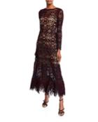 Open-lace Long-sleeve Dress With