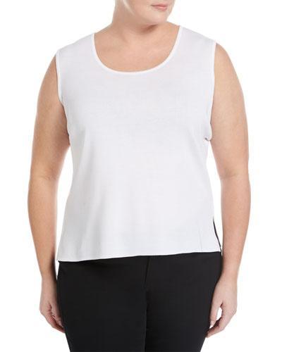Scoop-neck Knit Tank, White,